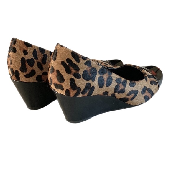 EASY STEPS leopard print cow hide wedge Heels slip-on pumps - Picture 5 of 12